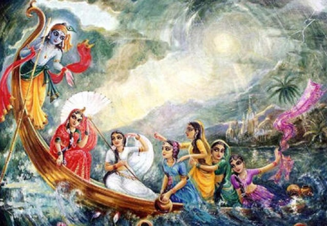 Krishna in boat