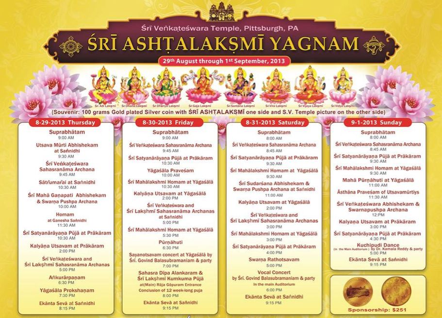 Ashta Laxmi Yagam Sri Venkateswara Temple Pittsburg