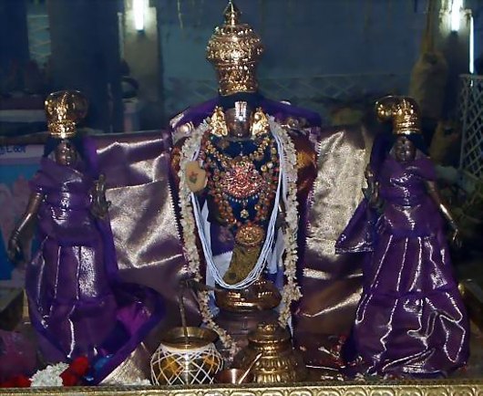 “Thirutthankaal emperuman with Sridevi and Bhudevi”