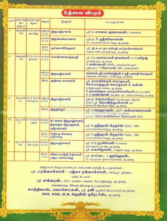 Thirukudanthai Navaneetha krishnan Temple Srijayanthi patrikai 2014-5