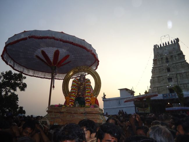 Kanchi Sri Devarajaswami Temple Sri Devaperumal Pazhayaseevaram Purappadu at Hillock 2015-002