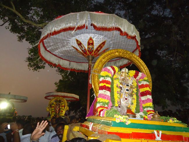 Kanchi Sri Devarajaswami Temple Sri Devaperumal Pazhayaseevaram Purappadu at Hillock 2015-053