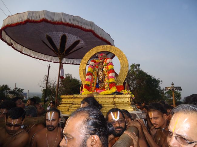 Kanchi Sri Devarajaswami Temple Sri Devaperumal Pazhayaseevaram Purappadu at Hillock 2015-075