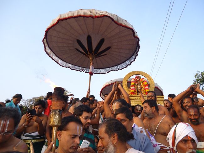 Kanchi Sri Devarajaswami Temple Sri Devaperumal Pazhayaseevaram Purappadu at Hillock 2015-098