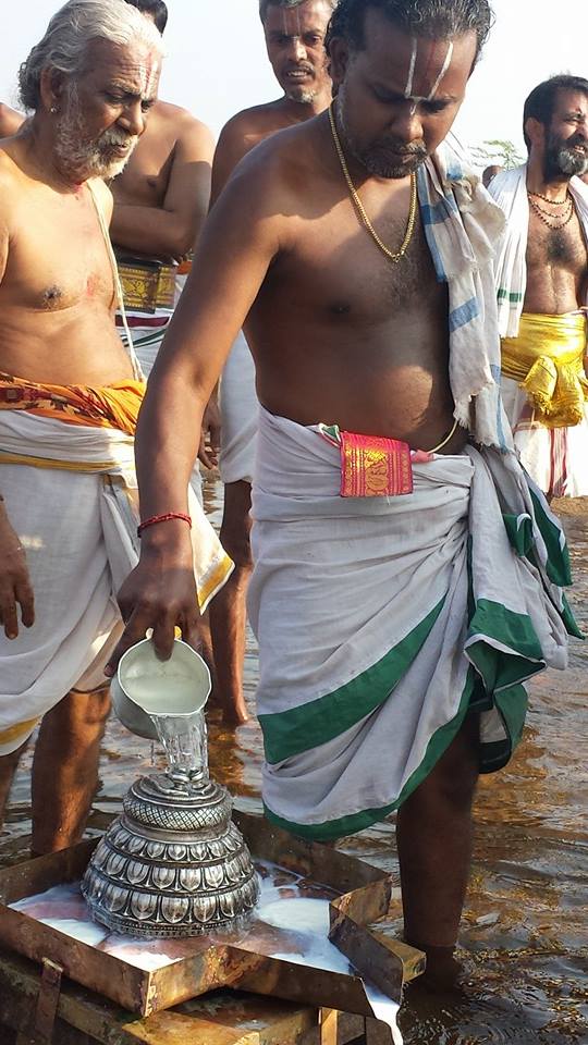 Uthamur Kovil Perumal Theerthavari at Srirangam 2015 -04