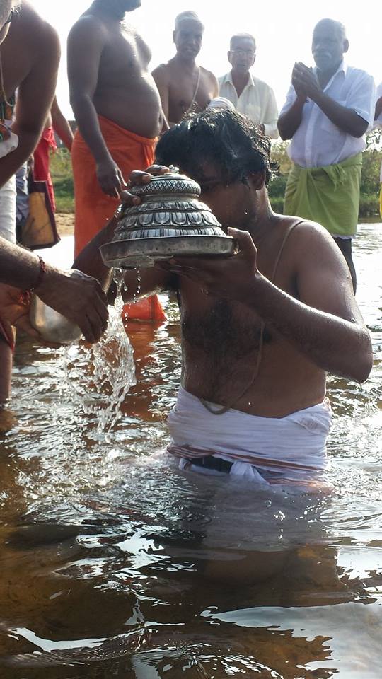 Uthamur Kovil Perumal Theerthavari at Srirangam 2015 -06